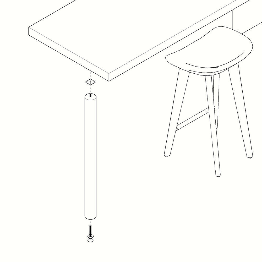 Square Solid Pine Wooden Breakfast Bar Support Legs