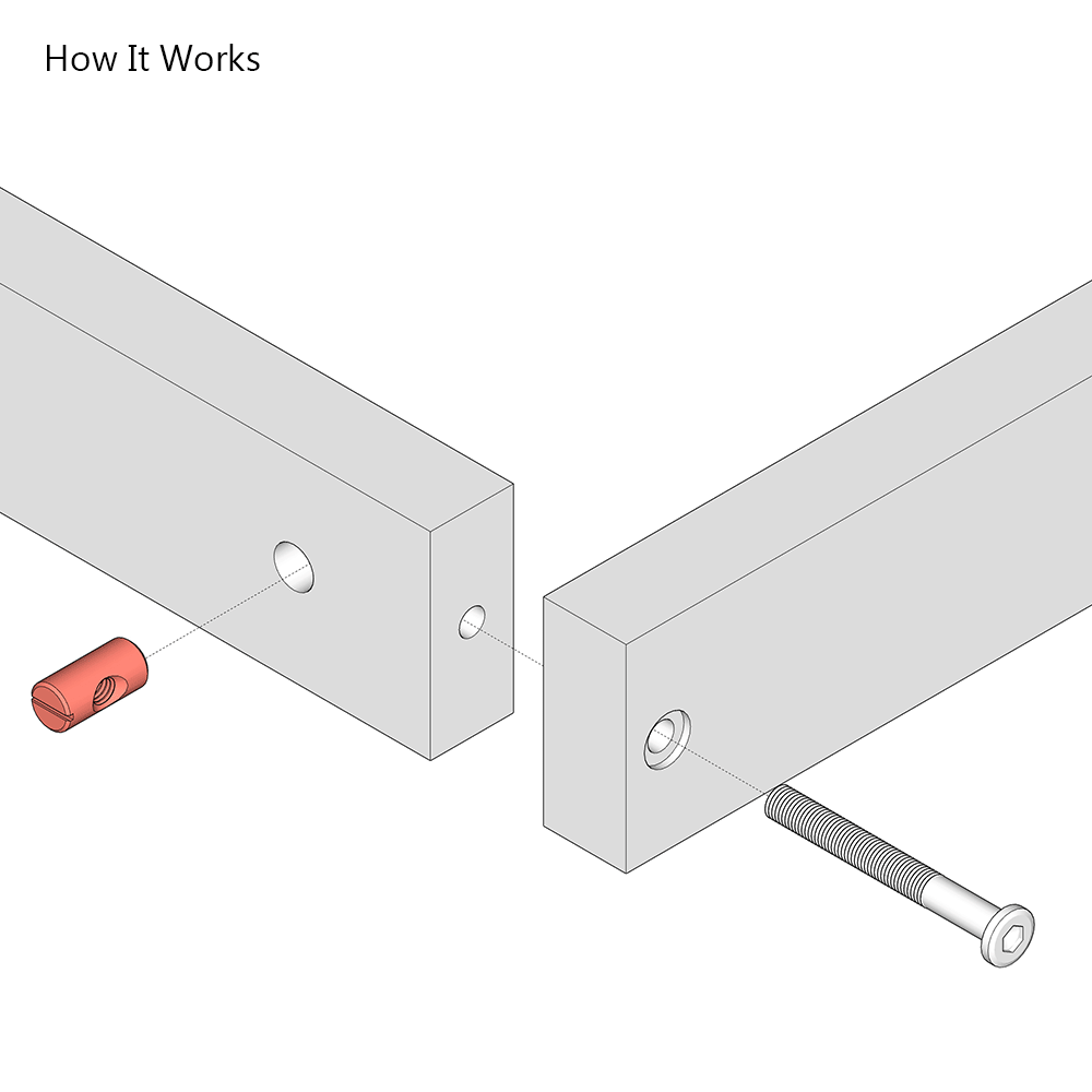 M8 x 30mm x Ø12mm Cross Dowel/ Barrel Nut - Centre Threaded