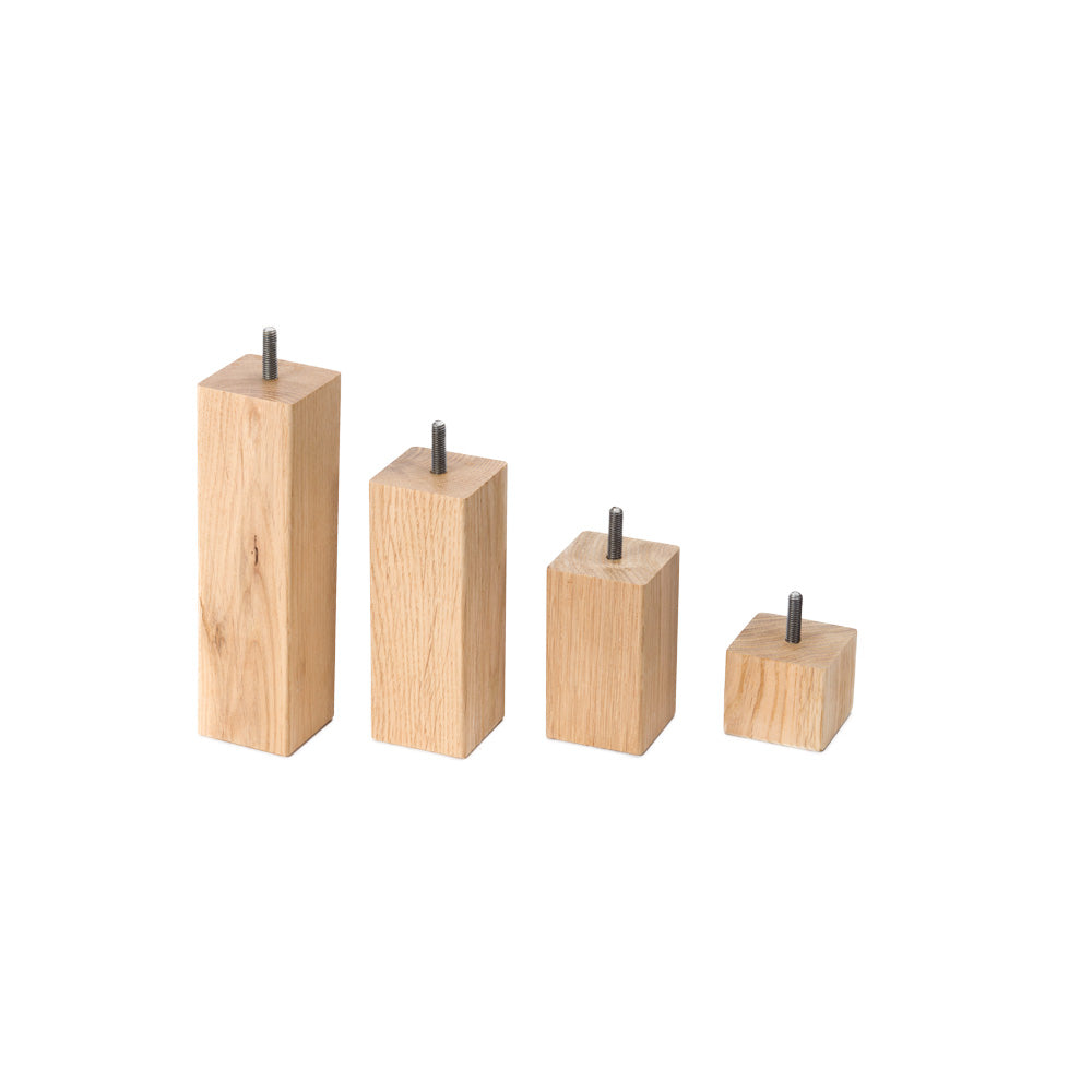 Custom Square Solid Oak Furniture Feet 56mm x 56mm - Any Height, Any Fitting