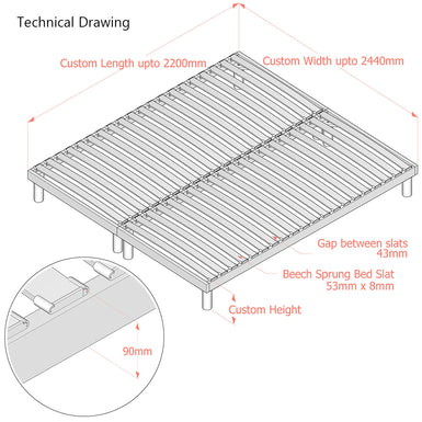 Deluxe First-Generation | Floor-Standing Slatted Bed Base | Dual Row