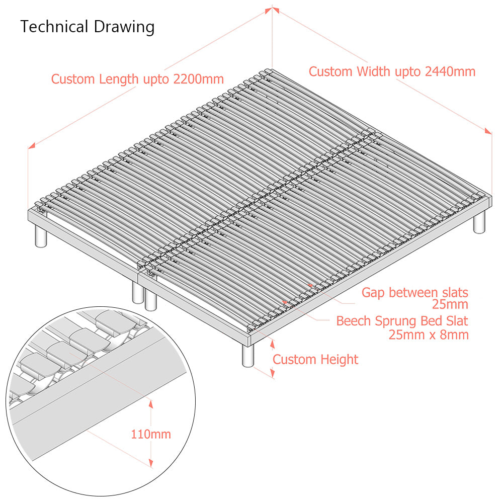 Elite Fourth-Generation | Floor-Standing Slatted Bed Base | Dual Row