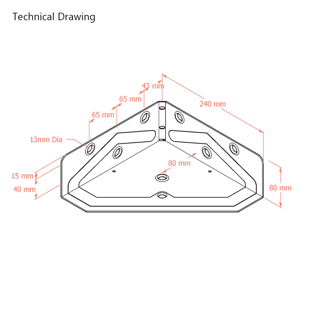 Extra Large Heavy Duty Bed Corner Bracket 80mm x 240mm with Leg Fixing Hole (Set of 4)
