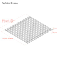Extra Wide Solid Beech Flat Bed Slats- Webbed Sets