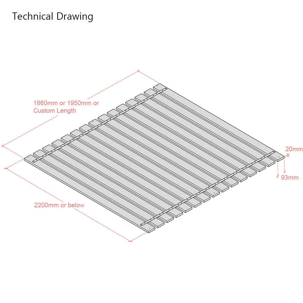 Extra Wide Premium Pine Bed Slats - Webbed Sets