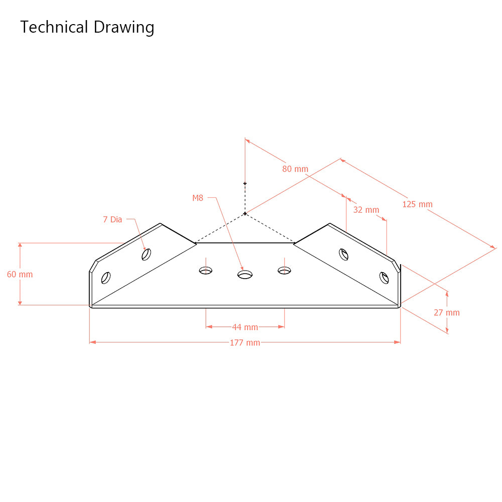 Furniture Corner Bracket with Leg Attachment Hole -126mm x 177mm x 26mm - Unthreaded (set of 4)