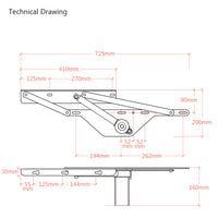 Lift-n-Store™ Electric Motorised Large Premium Ottoman Bed Lift-Up Hinge Mechanism - 1 Position