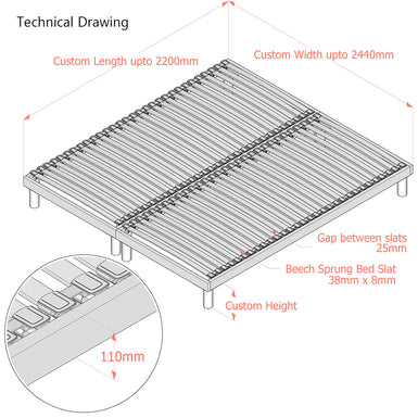 Luxury Third-Generation | Floor-Standing Slatted Bed Base | Dual Row