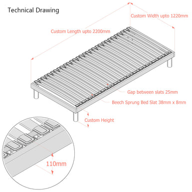 Luxury Third-Generation | Floor-Standing Slatted Bed Base | Single Row