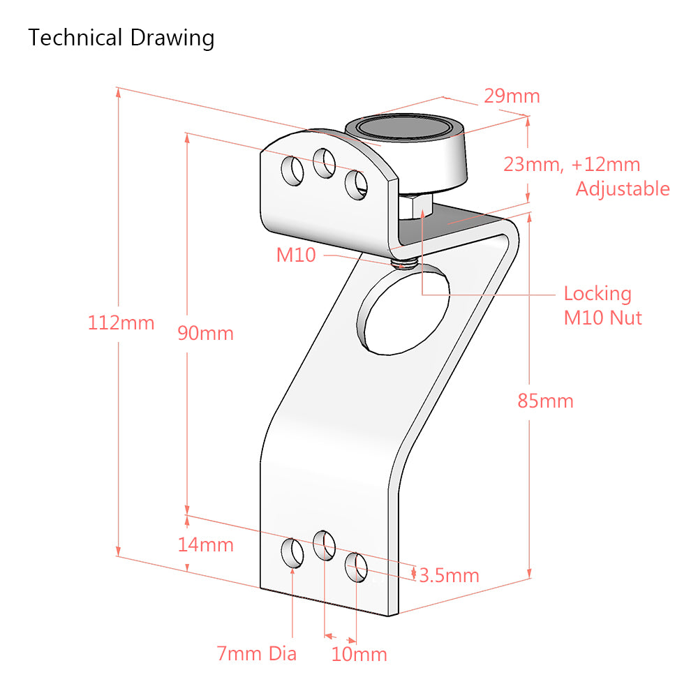 M10 Adjustable Levelling Support Bracket for Ottoman Bed Frames