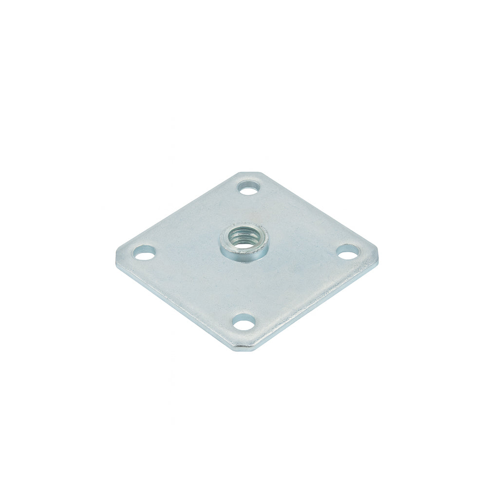 M10 x55mm x 55mm Furniture Leg Fixing Plate with 4 Screw Holes – Zinc Plated