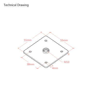 M10 Furniture Leg Fixing Plate with 4 Screw Holes – Zinc Plated