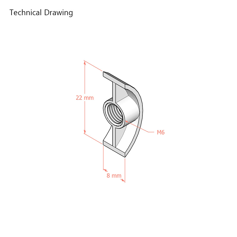 M6 x 70mm Mini Luna Half Moon Bed Connecting System