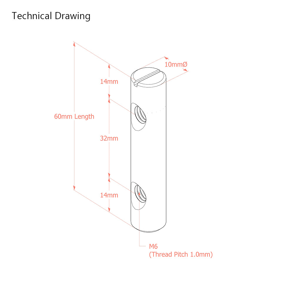 M6 x 60mm x Ø10mm Cross Dowel/ Barrel Nut - Twin Hole