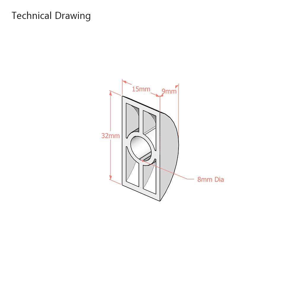 M8 Maxi Luna Half Moon (1/2) Washer for Beds - Ø 40mm Hole