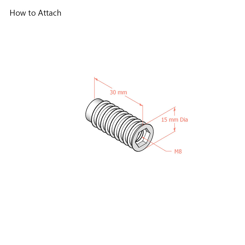 M8 Threaded Insert Bushing for Maxi Luna Bed Connecting System