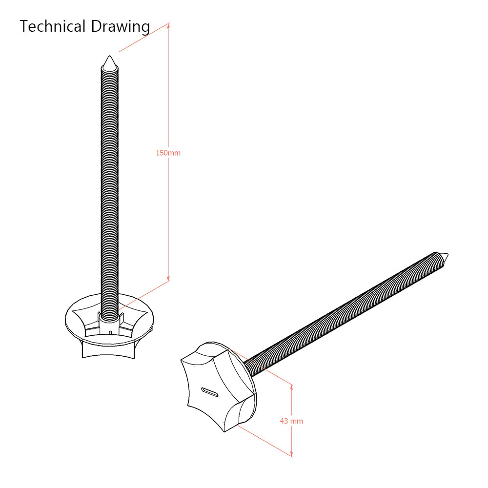 M8 Bed Bolts for Headboards - 150mm Long (Pair)