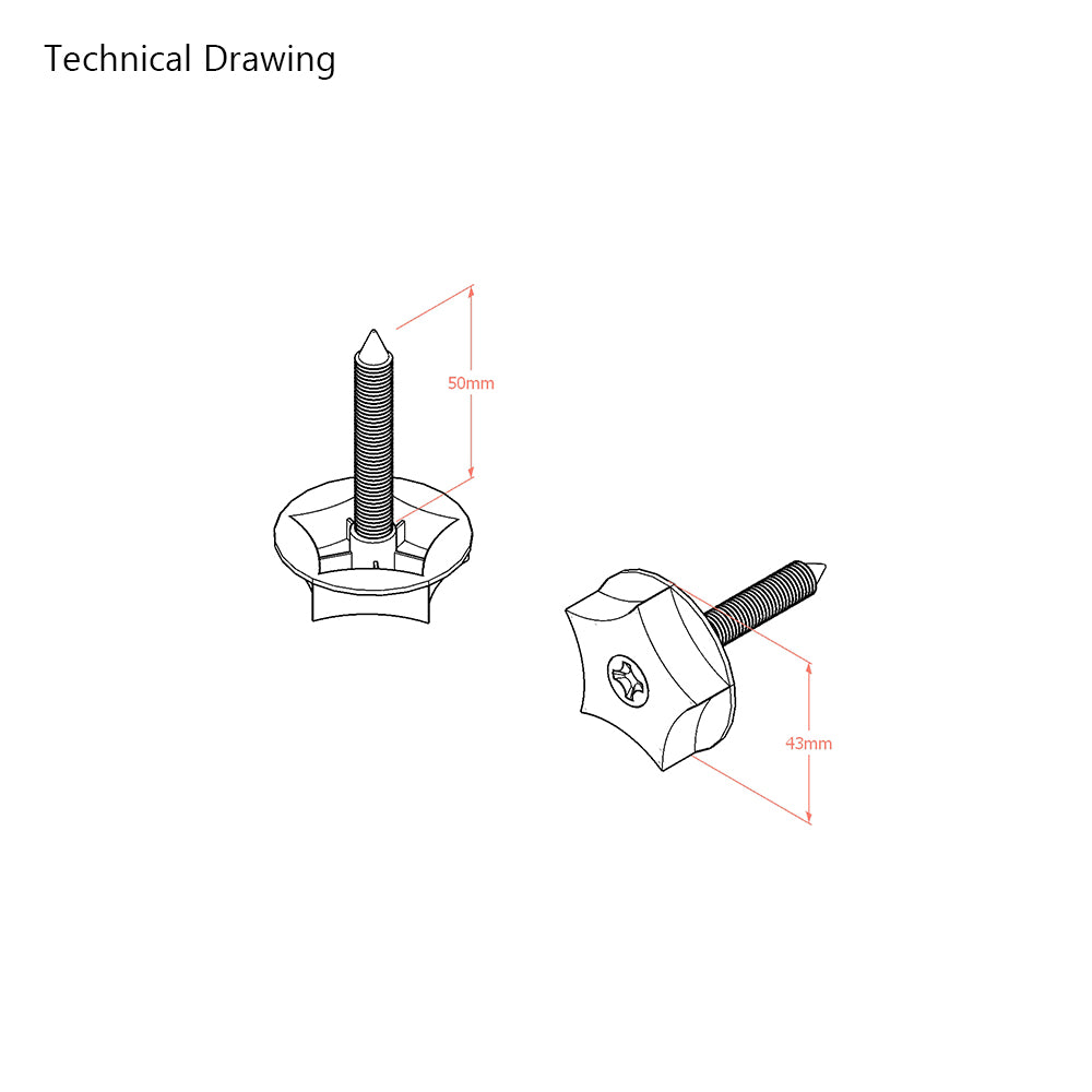 M8 Bed Bolts for Headboards - Standard 50mm (pair)