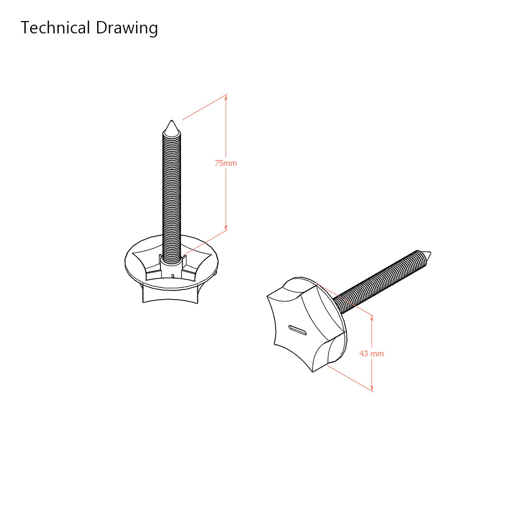 M8 Bed Bolts for Headboards - Large 75mm (Pair)