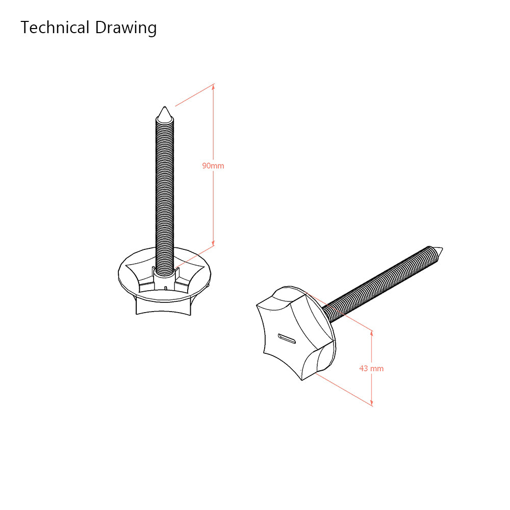 M8 Bed Bolts for Headboards - Extra Large 90mm (Pair)