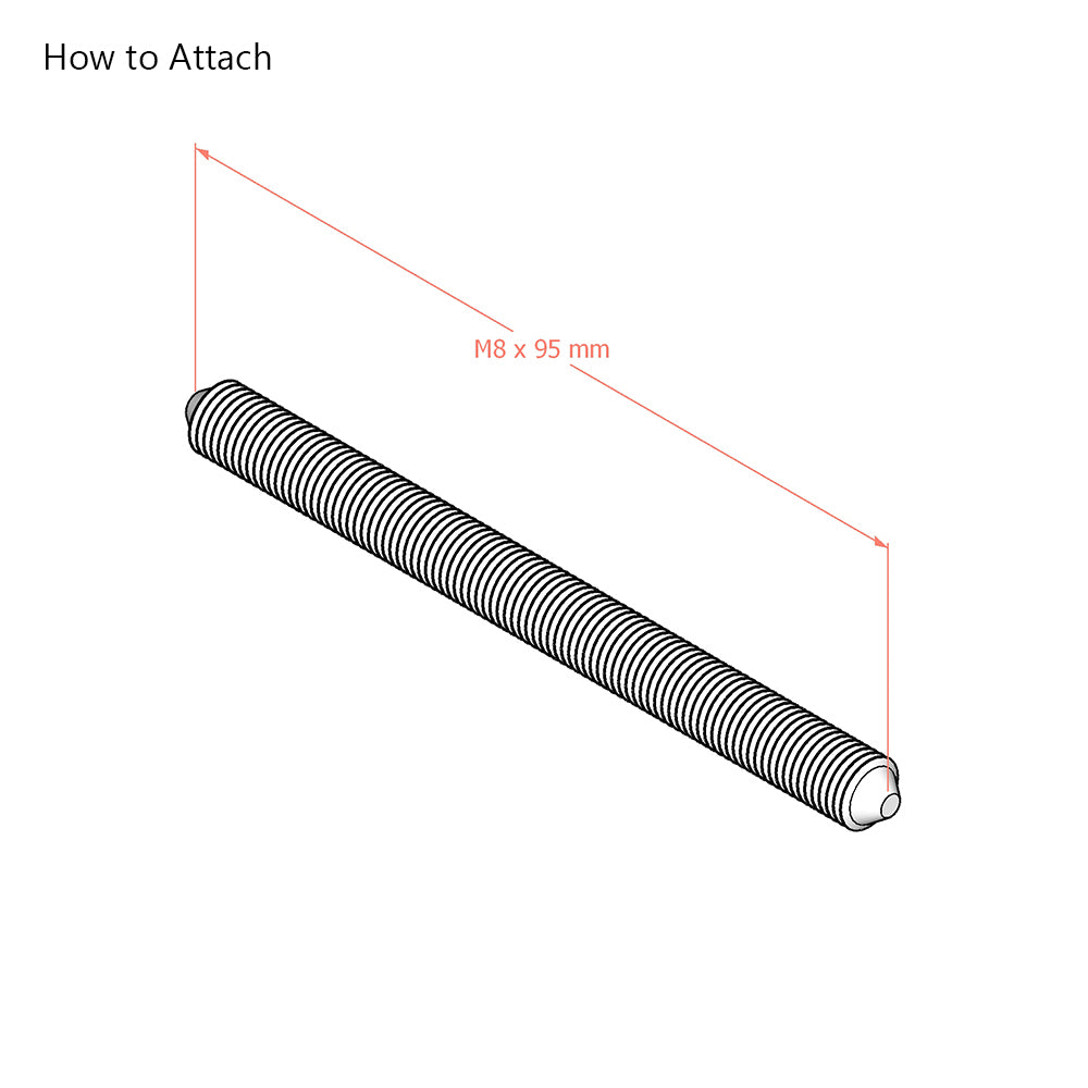 M8 x 95mm All Thread Bar for Maxi Luna Bed Connecting System