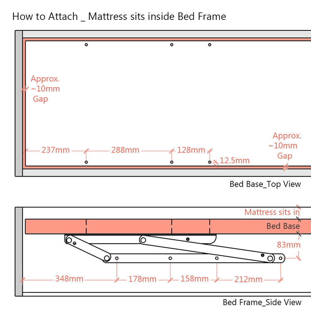Lift-n-Store™ Large Premium Ottoman Lift Up Bed Hinge (Pair)