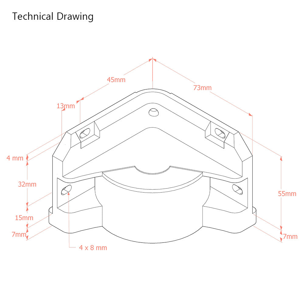 Plastic Internal Corner Support Bed Brackets M8