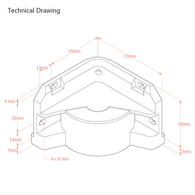 Plastic Internal Corner Support Bed Brackets M8