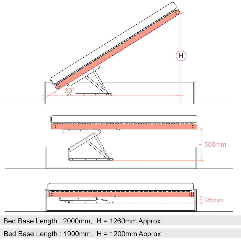 Lift-n-Store™  Platinum Ottoman Lift-Up Bed Hinge - Two Position System