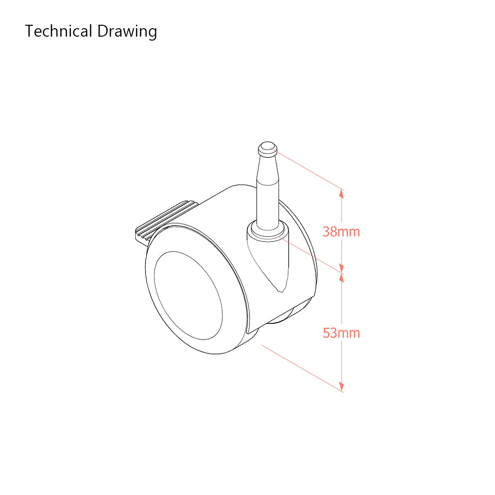 Premium Bed/ Furniture Twin Wheel Castors WITH Brake Designed for Hard Flooring - Grip Neck Stem