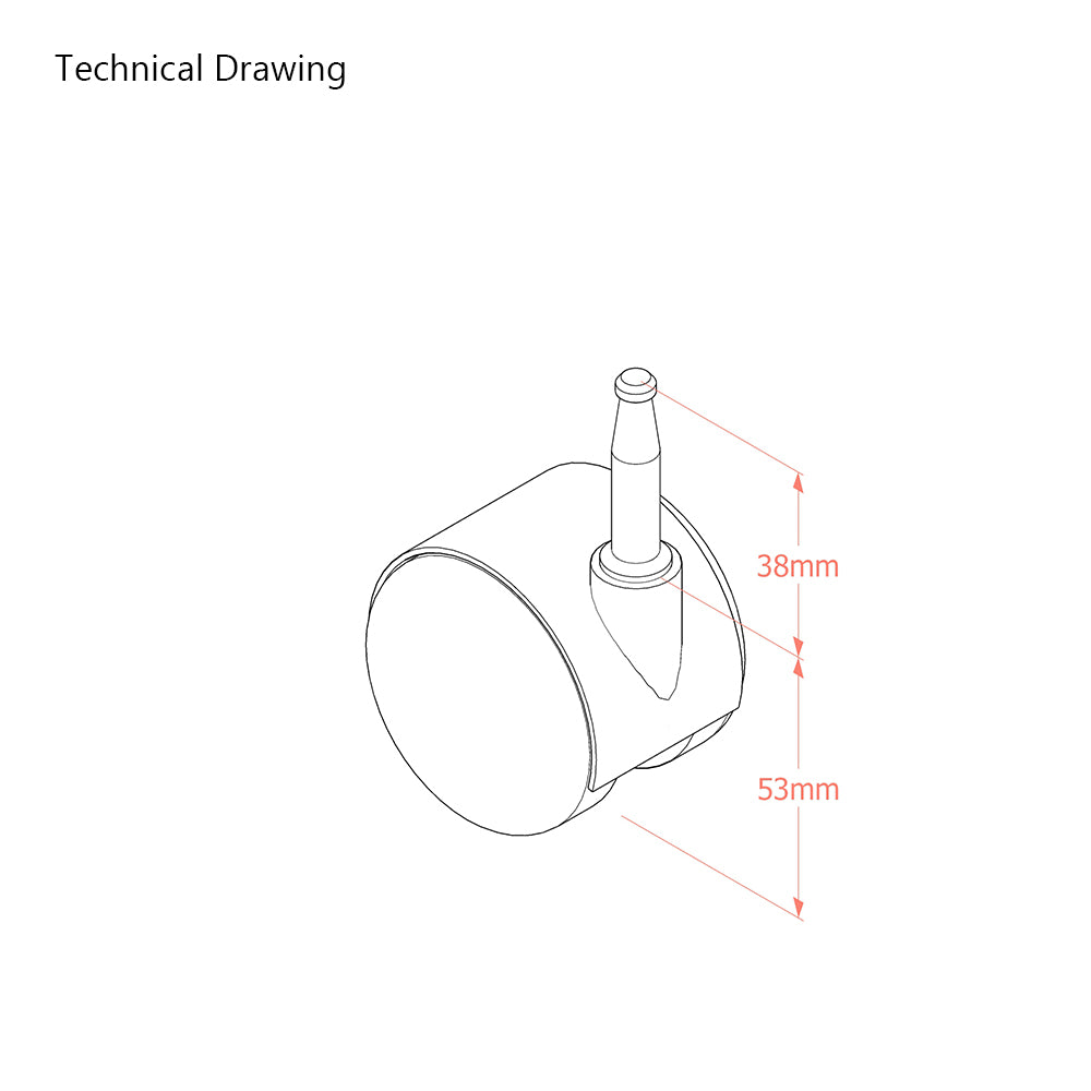 Premium Bed/ Furniture Twin Wheel Castors WITHOUT Brake Designed for Carpet - Grip Neck Stem