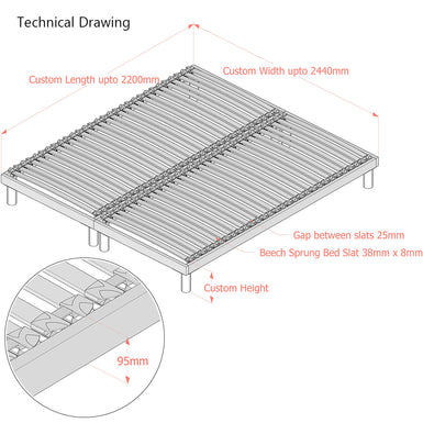 Premium Second-Generation | Floor-Standing Slatted Bed Base | Dual Row