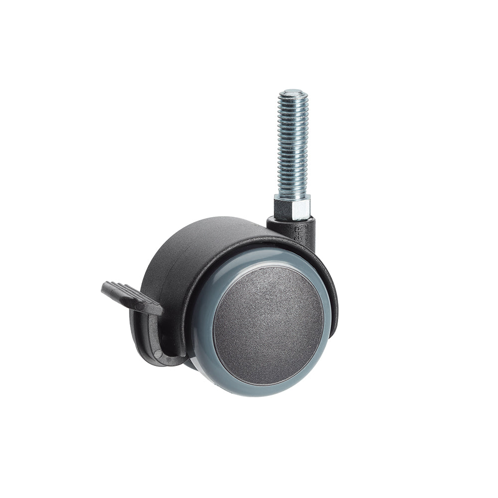 Premium Bed/ Furniture Twin Wheel Castors WITH Brake Designed for Hard Flooring - M10 Stem