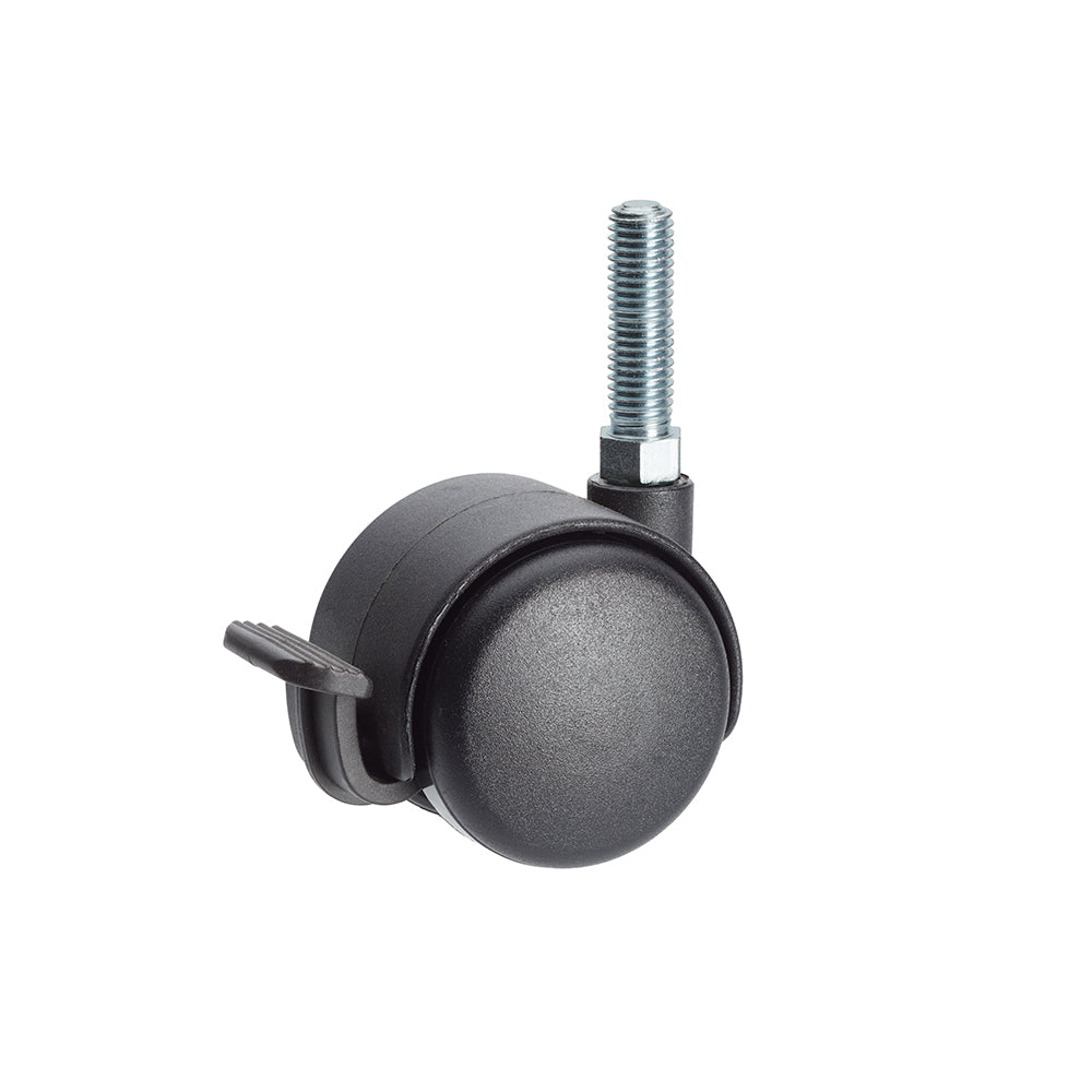 Premium Bed/ Furniture Twin Wheel Castors WITH Brake Designed for Carpet - M10 Stem