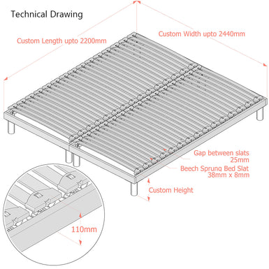 Prestige Fifth-Generation | Floor-Standing Slatted Bed Base | Dual Row