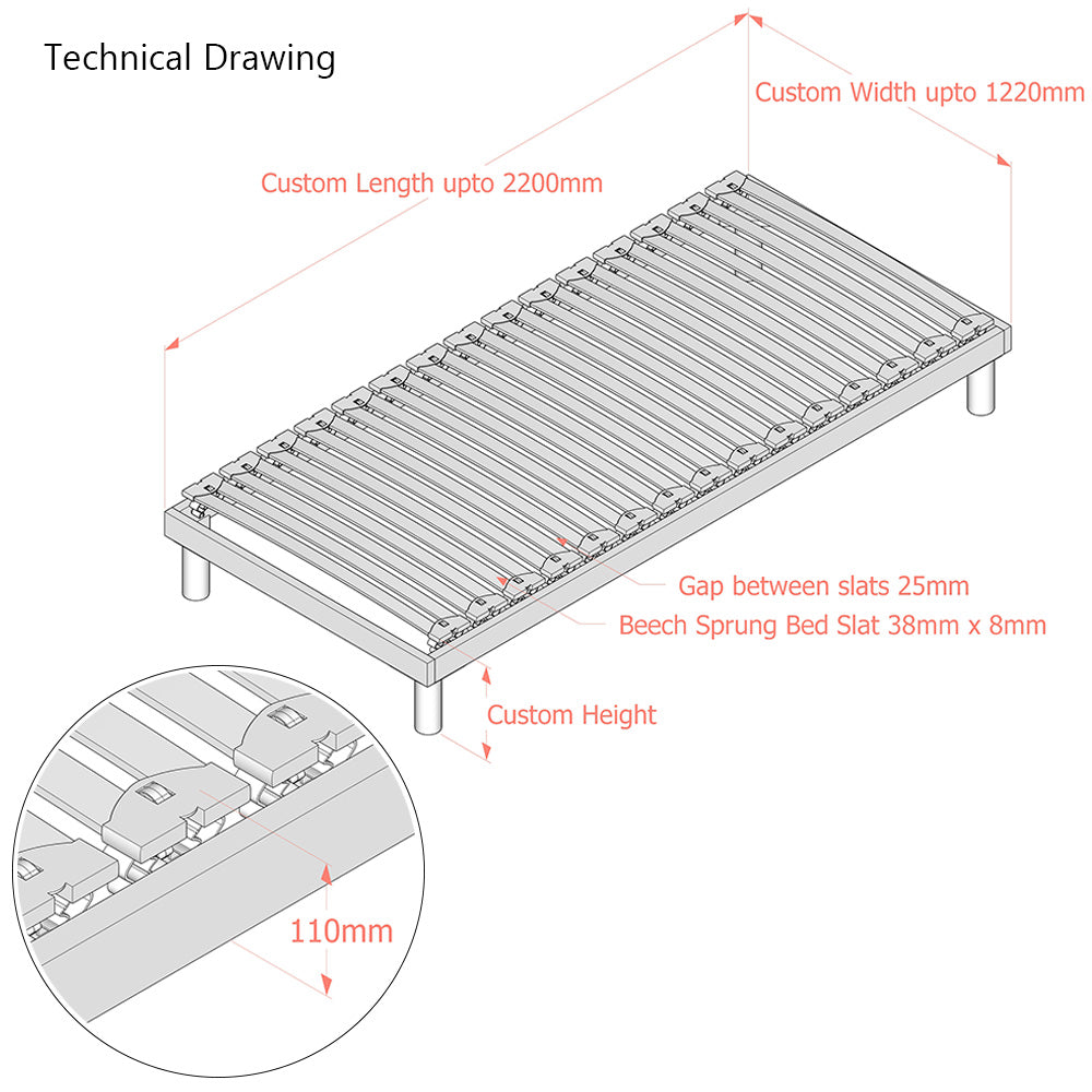 Prestige Fifth-Generation | Floor-Standing Slatted Bed Base | Single Row