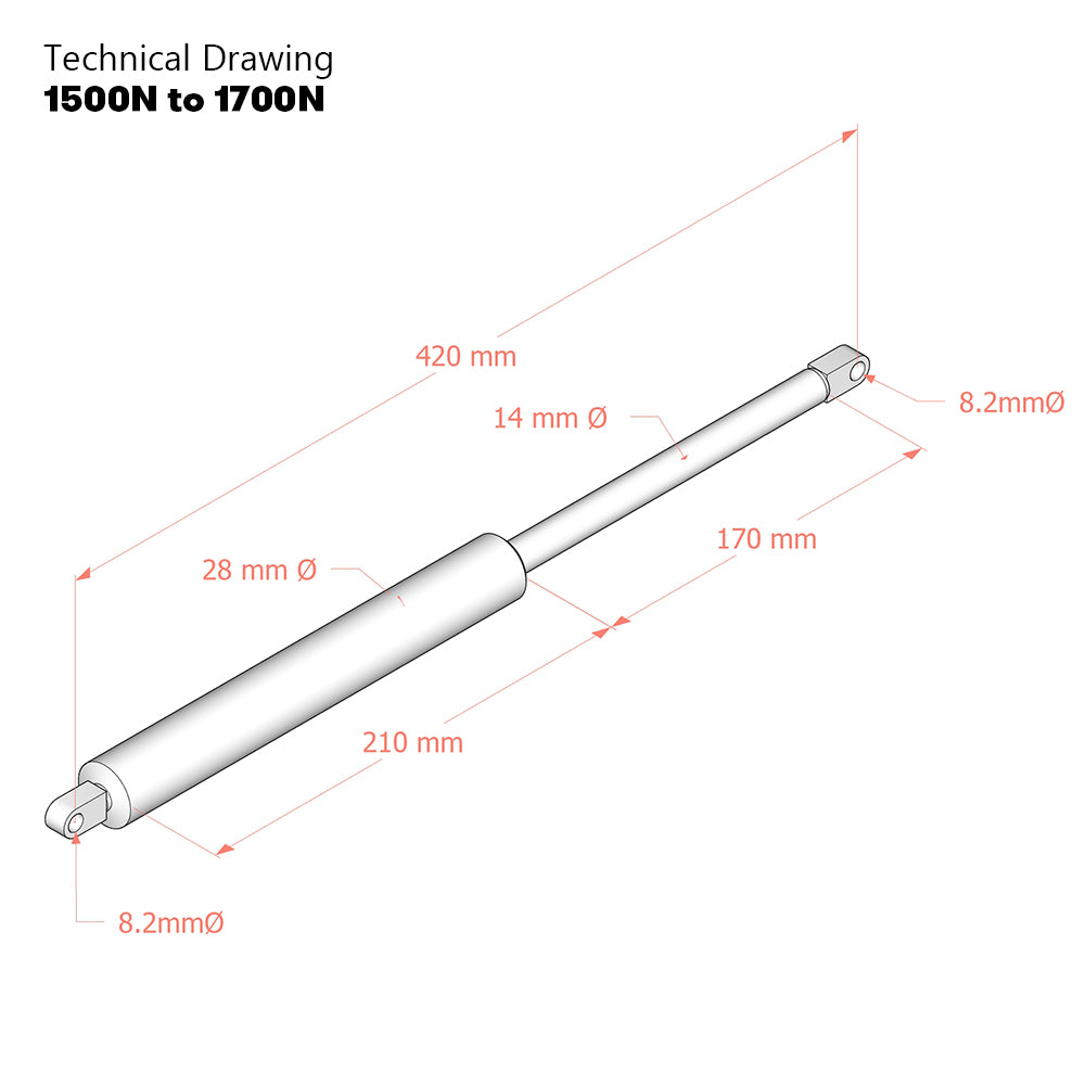 Replacement Gas Struts for Large Premium and Platinum Ottoman Bed Hinges