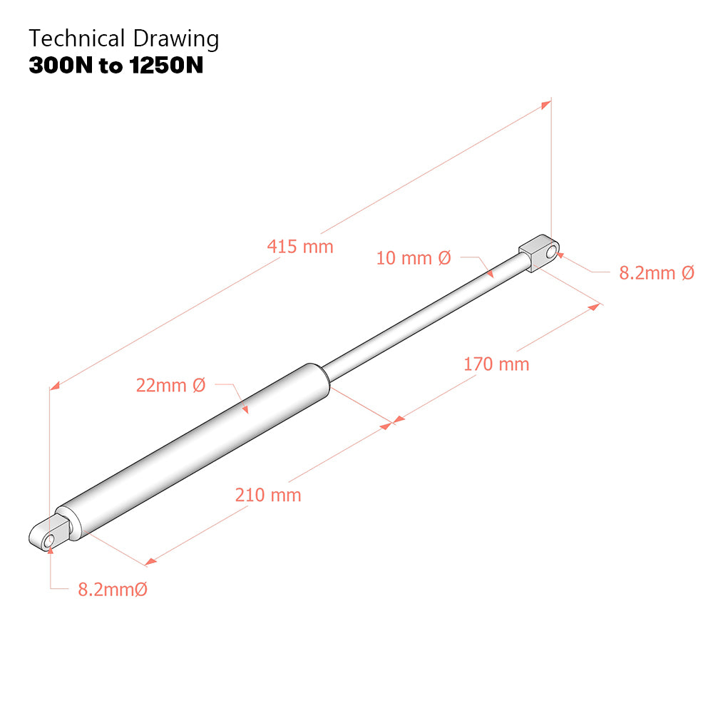 Replacement Gas Struts for Large Premium and Platinum Ottoman Bed Hinges