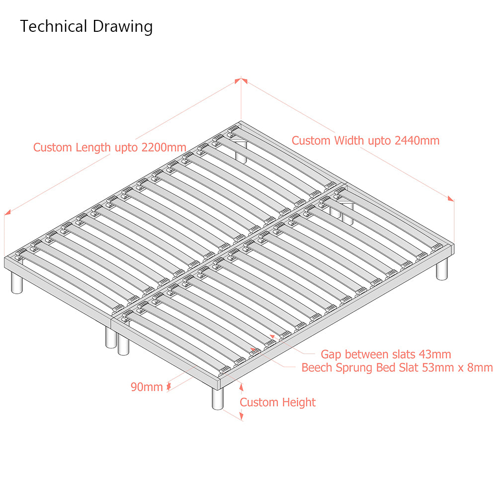 Standard | Floor-Standing Slatted Bed Base | Dual Row