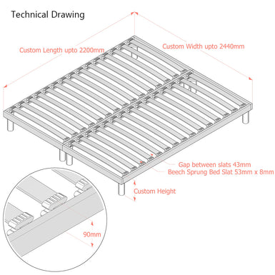 Standard | Floor-Standing Slatted Bed Base | Dual Row