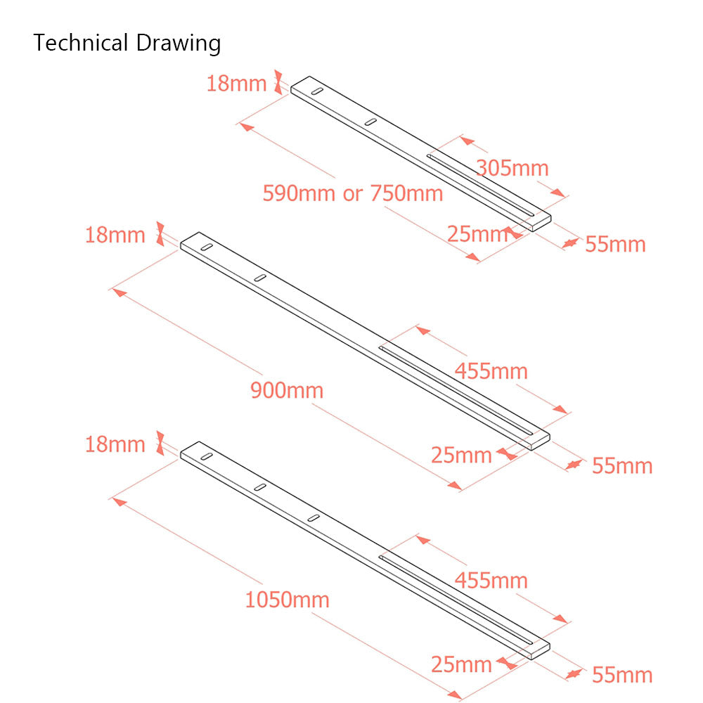 Headboard Struts for Zip and Link Beds (Pair)