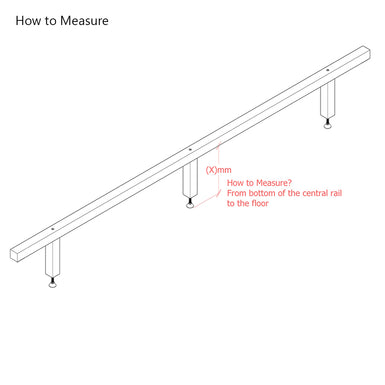 Universal Bed Centre Support Rail Kit with Wooden Feet for Flat Slats