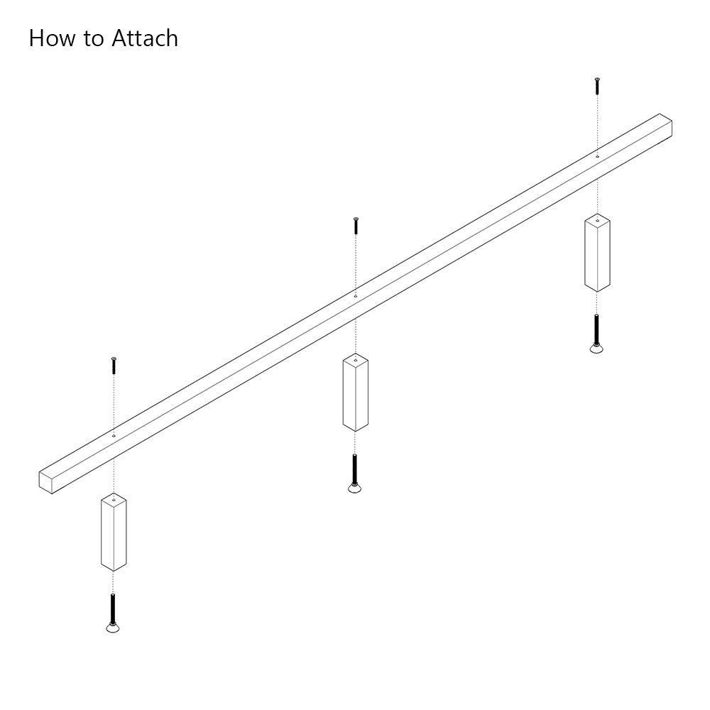 Universal Bed Centre Support Rail Kit with Wooden Feet for Flat Slats