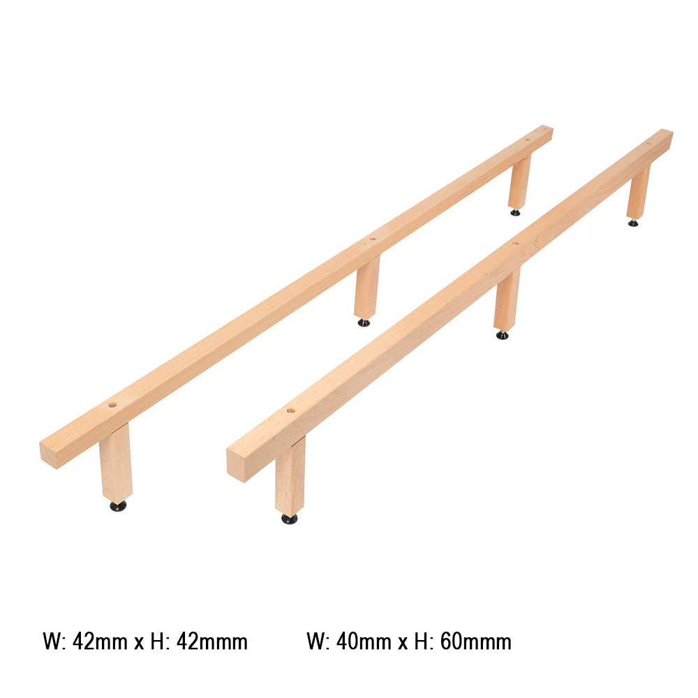 Universal Bed Centre Support Rail Kit with Wooden Feet for Flat Slats