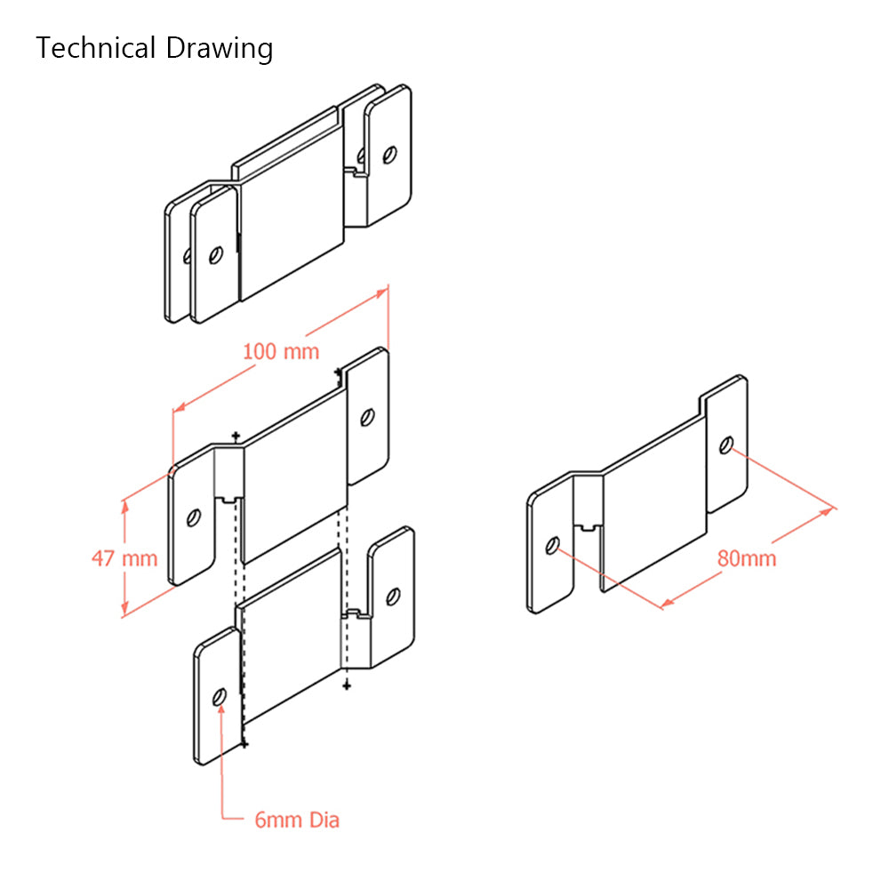 Wall Mounting Headboard Plate Fittings (4 Plate Complete Set)