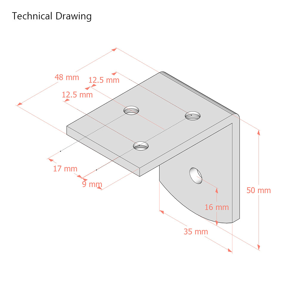 Universal Heavy Duty (3.5mm) L Shaped Bed Centre Rail Bracket