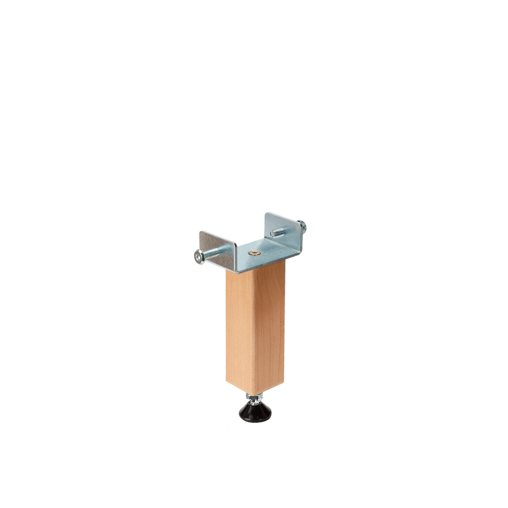 Wooden Adjustable Bed Centre Rail Support Feet with Integrated Metal U Bracket