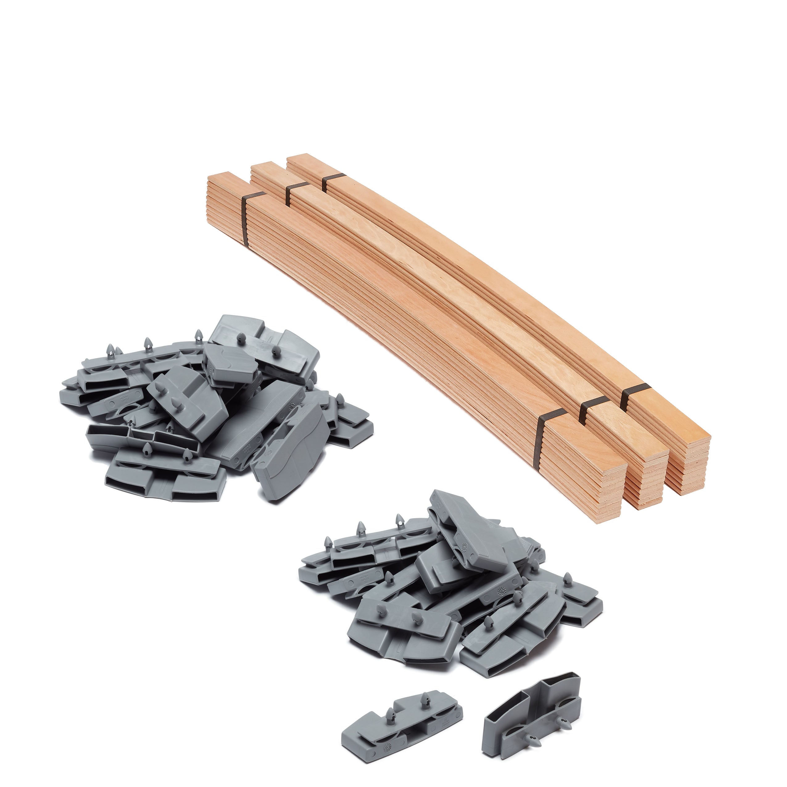 38mm x 8mm Single Row Sprung Bed Slat Kit with Premium Side Holders for Metal Tubular Bed Bases