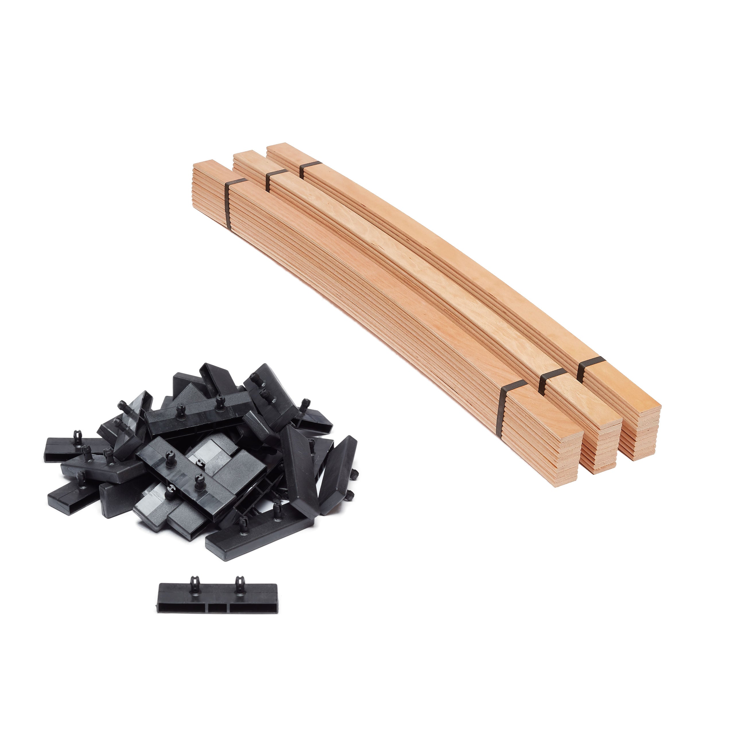 38mm x 8mm Single Row Sprung Bed Slat Kit with Standard Side Holders for Metal Tubular Bed Bases