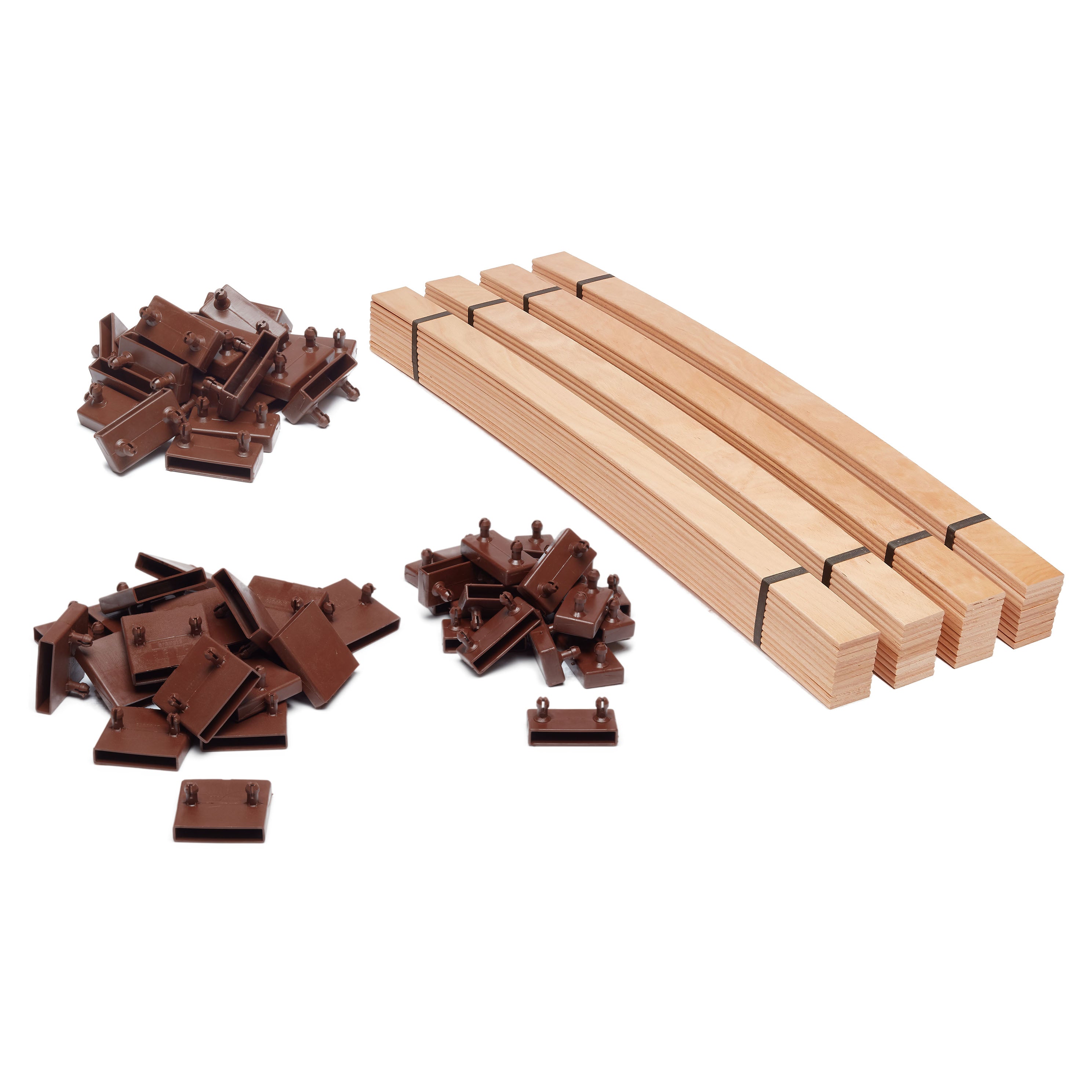 53mm x 8mm Double Row Sprung Bed Slat Kit with Side and Centre Holders for Metal Tubular Bed Bases