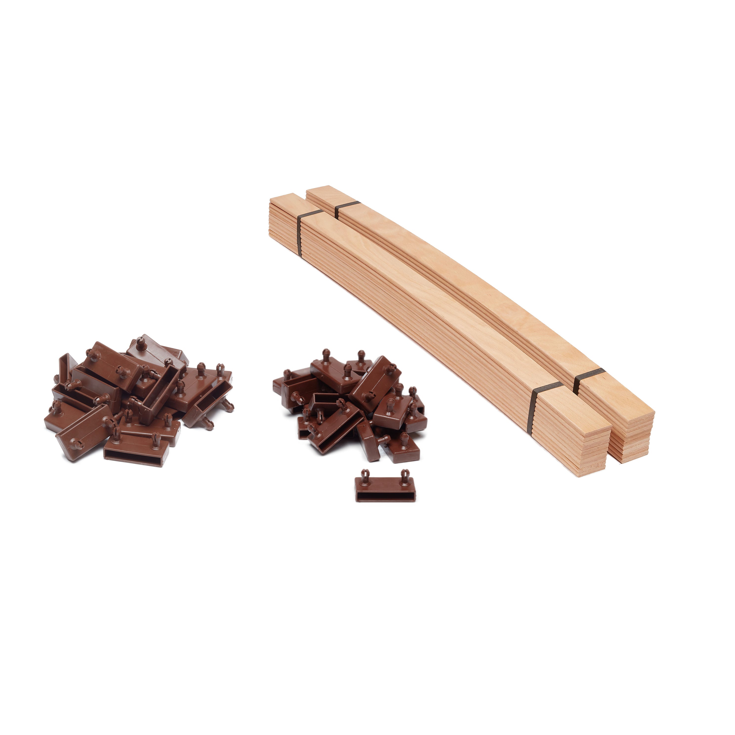 53mm x 8mm Single Row Sprung Bed Slat Kit with Two Prong Side Holders for Metal Tubular Bed Bases